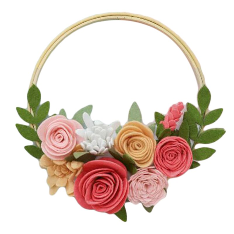 Non-Woven Wreath DIY Handmade Crafts Decoration Material Package Christmas Children's Room Wall Decoration Wreath: red