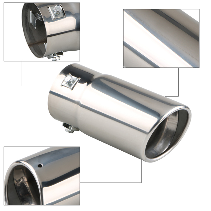 Auto Exterieur Onderdelen Universele Auto 70mm inlaat 76mm outlet Auto Uitlaat Staart Uitlaat Tip Zilver Zwart Uitlaat tips Leidingen