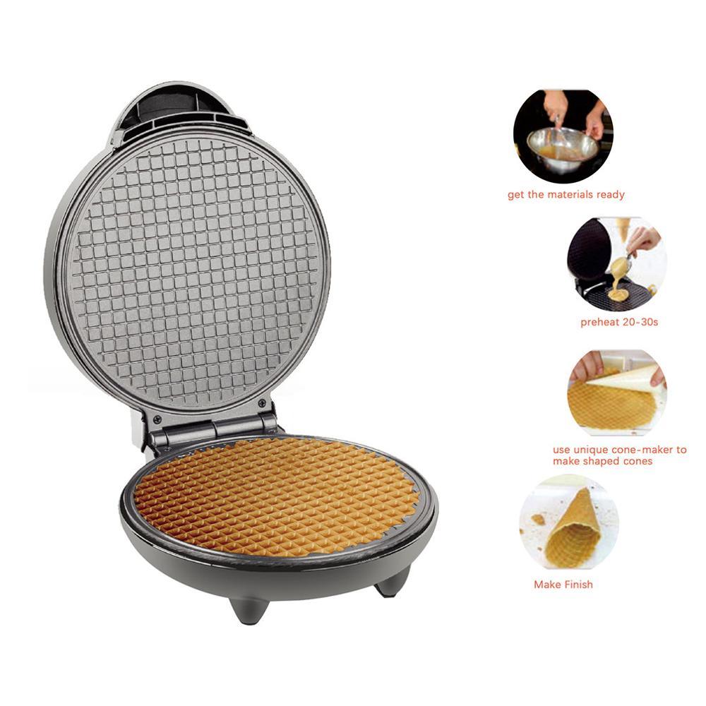 Elektrisk krispig äggrulle maker omelett smörgås järn crepe bakpanna våffla pannkaka ugn diy glass kon maskin eu plug