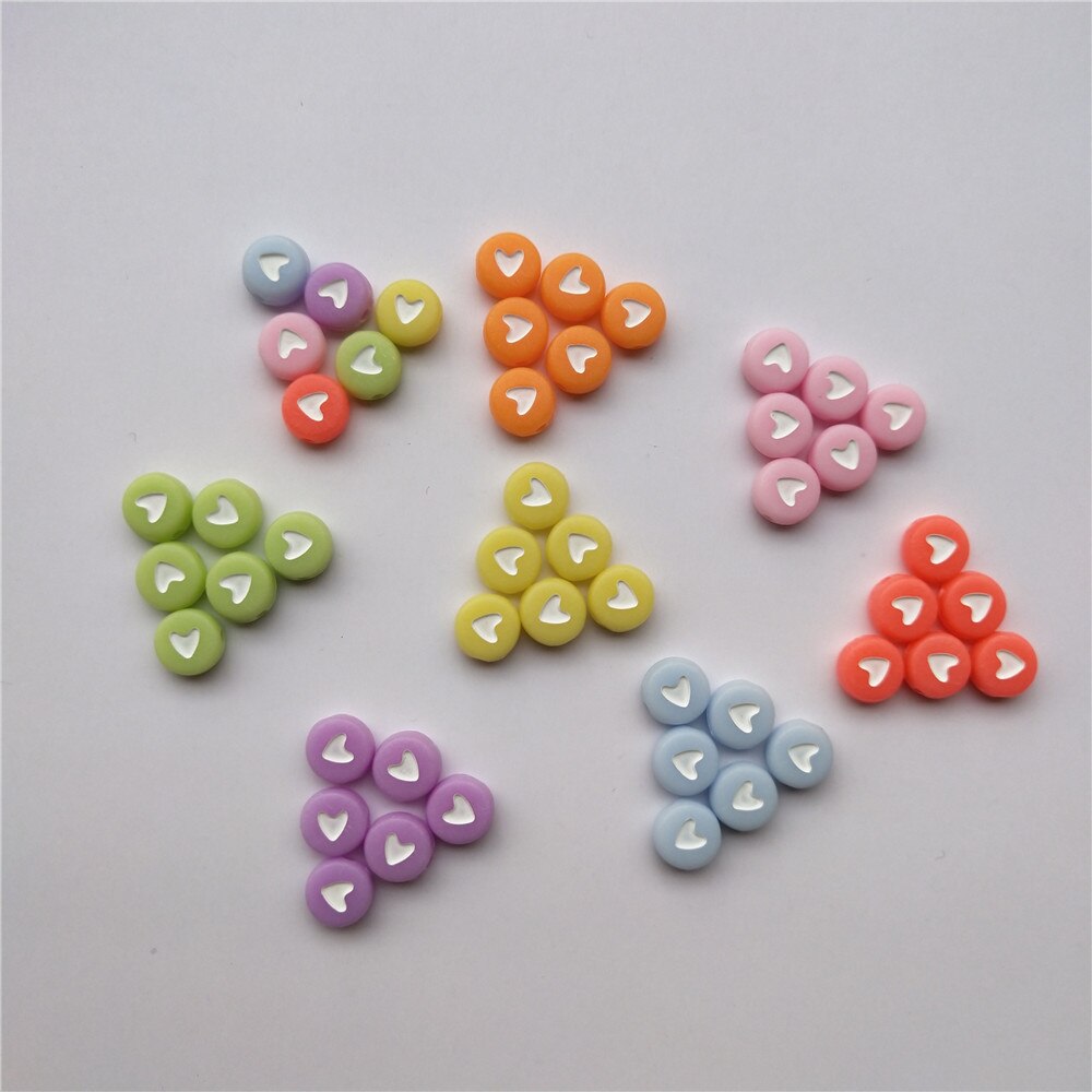 100pcs/lot 7mm Round Acrylic Spacer Beads Love Heart Beads For Jewelry Making DIY Handmade Charms Bracelet Accessories