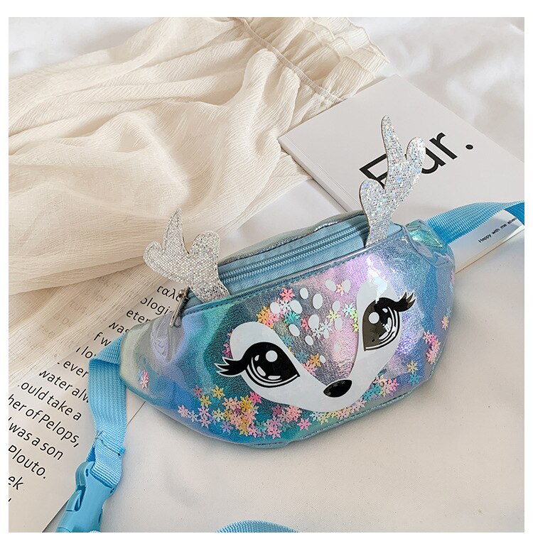 Mooie heuptas met cartoon dierenprint, leuk feesttasje voor dames en meisjes: Blauw