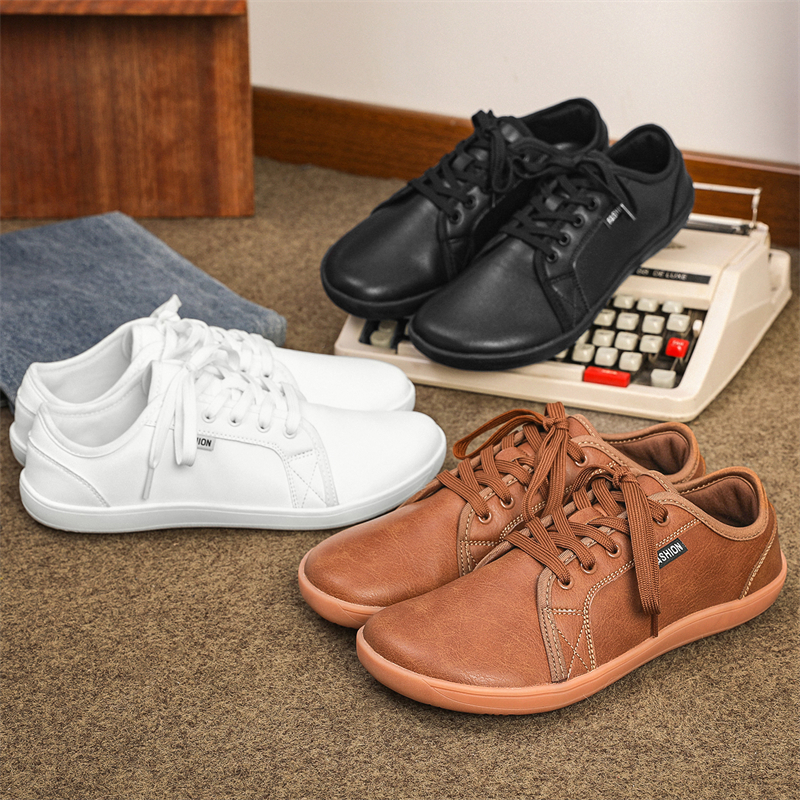 Minimalistischer Schuh, Größe 37–48, für Herren und Damen, breiter Zehenbereich, Barfuß, lässig, Kunstleder, leichte wandern-Sportschuhe