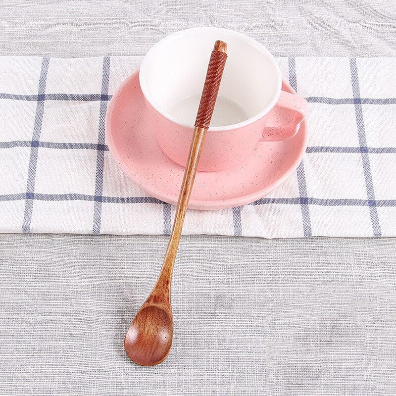 Cuillère à café en bois bambou cuisine ustensile de cuisine outil soupe remuant cuillère à café restauration vaisselle remuer bâton lait thé lait miel: 08