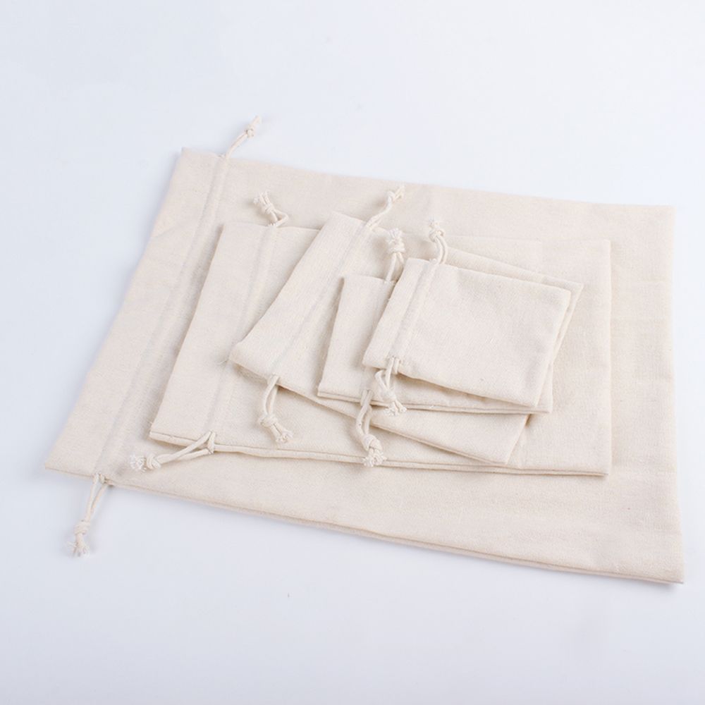 1Pc Cotton Fabric Drawstring Storage Bag Food Underwear Socks Jewelry Organizer Kitchen Environmental Flour Rice Holder