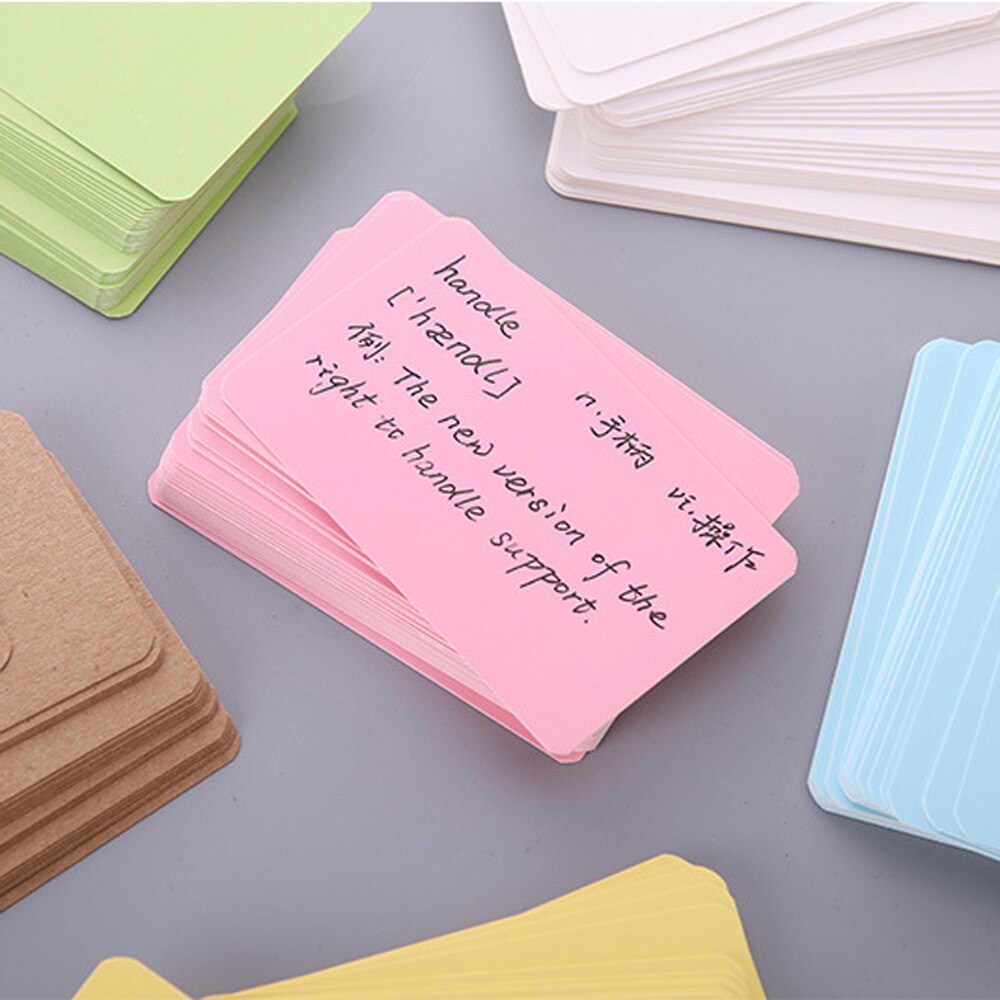 100 PCs/Set Portable Boxed Message Note Business Card Blank Word Cards Kraft Paper Learning Notes Office School Supplies