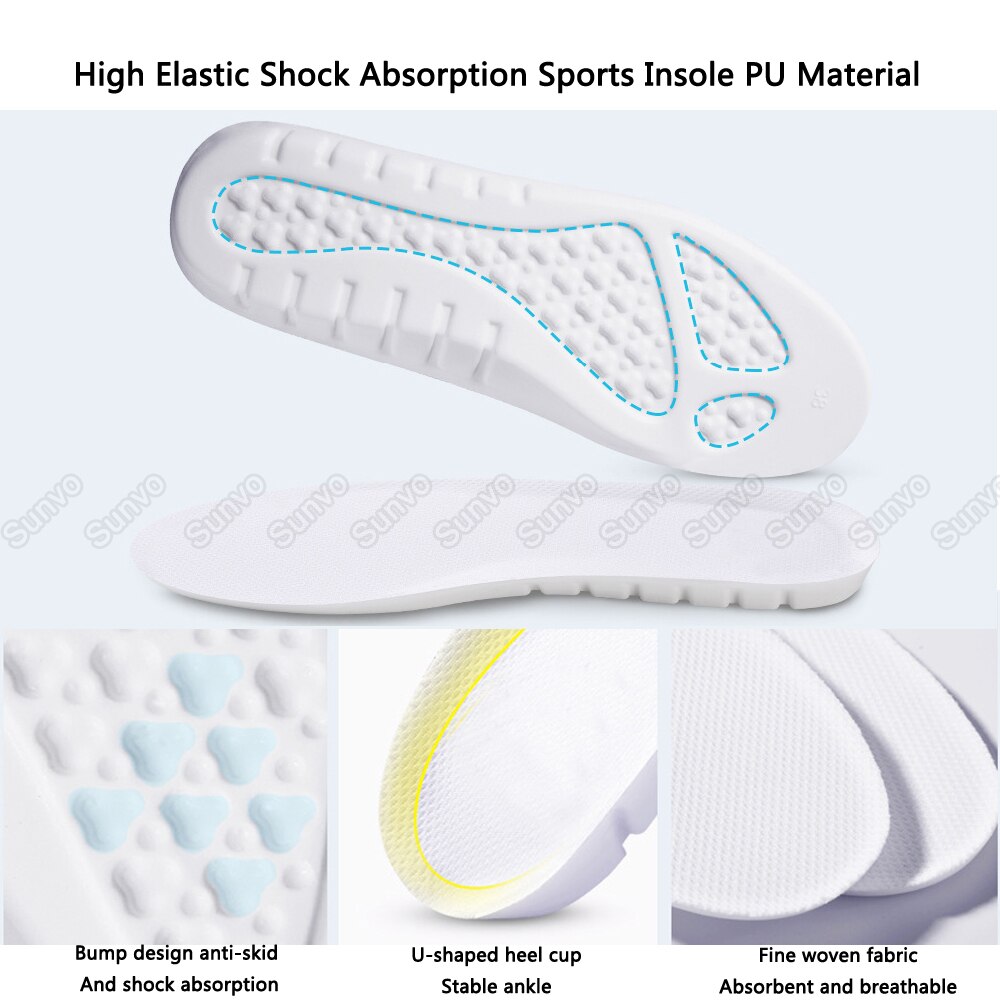 Memory Foam Insoles for Women Men Shoes Inserts High Elastic Shock Absorption Breathable Sports Insole With U-Shaped Heel Pad