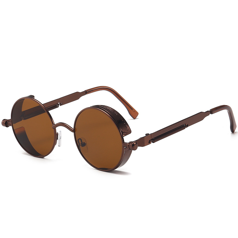Metal Steam Punk Sunglasses Men Women Round Mirror Glasses Brand Vintage Sun Glasses Retro Eyeglasses UV400: GRAY