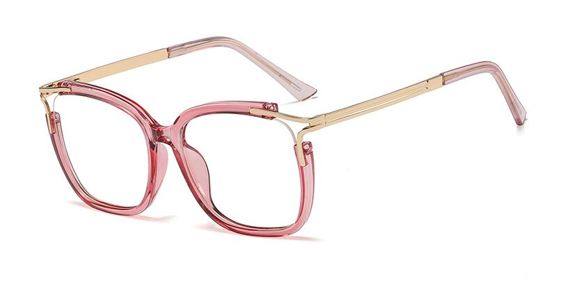 48054 Anti-blue Light Cat Eye Ultralight Glasses Frames Square Men Women Optical Computer Glasses: C5 pink