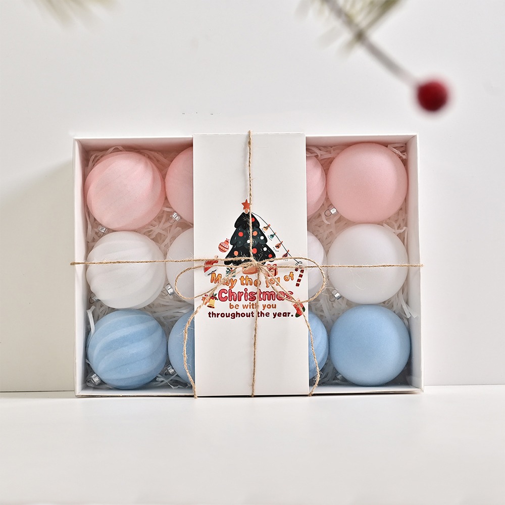 Bunte Weihnachtskugel-Ornamente, Kunststoff-Beflockung, bruchsichere Weihnachtskugeln, Anhänger, wiederverwendbare Weihnachtsbaum-Hängekugeln: Licht Grün