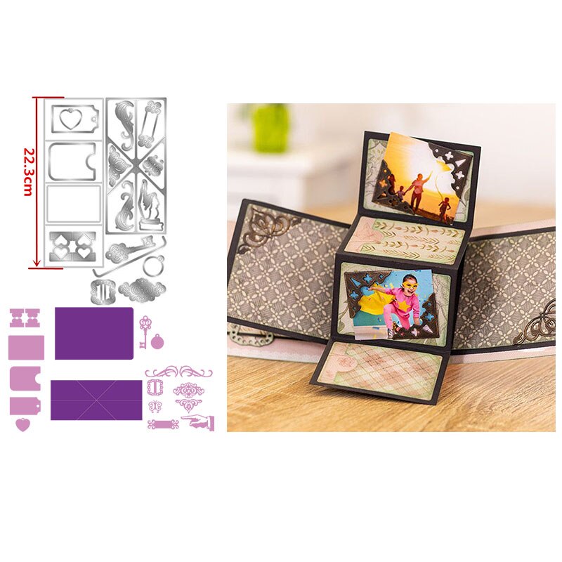 Mini tasku kehykset albumit vesiputous kortit välilehdet sivut metallin leikkaus kuolee diy scrapbooking käsityö paperikortteja: Kuva 4