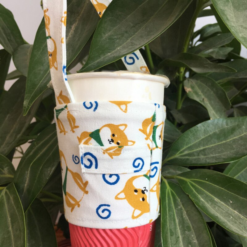 Milieuvriendelijke Drank Tas Draagbare Drank Tas Kleur Canvas Cup Set Drink Cup Tas Handgemaakte Cup Set Canvas Tas Thuis Organisator: 04