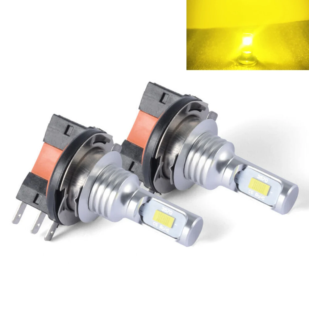 1 par  h15 led-pære til forlygter, fjernlys, tågelygte, 12v 6000k led-pære 3570 hvid/blå/gul billampe, kørelys: H11b