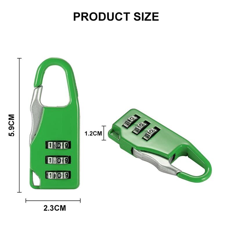 Anti-Theft Locks 3 Dial Digit Password Combination Padlock Suitcase Metal Code Lock Mini Coded Keyed Multi Colors Safe
