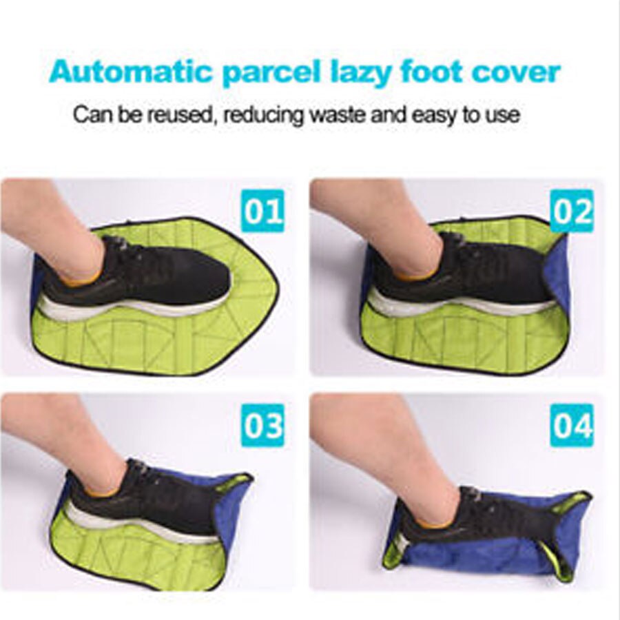 1 Pair Waterproof Step In Shoe Cover Reusable Hands-free Auto-package Shoes Covers for Home Office