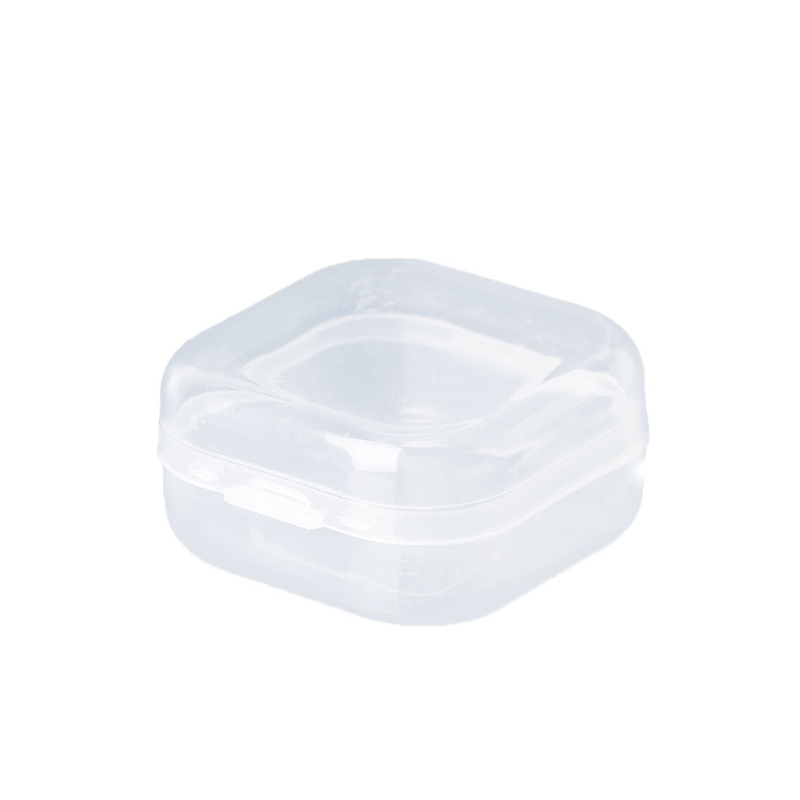 Cajas cuadradas de plástico transparente para almacenamiento de joyas, contenedores para manualidades y abalorios: 6x6x1.8cm