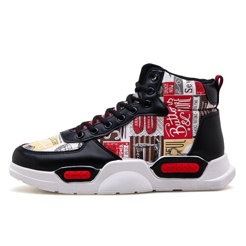 AIZHETU Chaussures Pour Hommes d'été Imprimé Graffiti chaussures Montantes Chaussures Étudiant Décontracté Chaussures De Sport: Black / 8