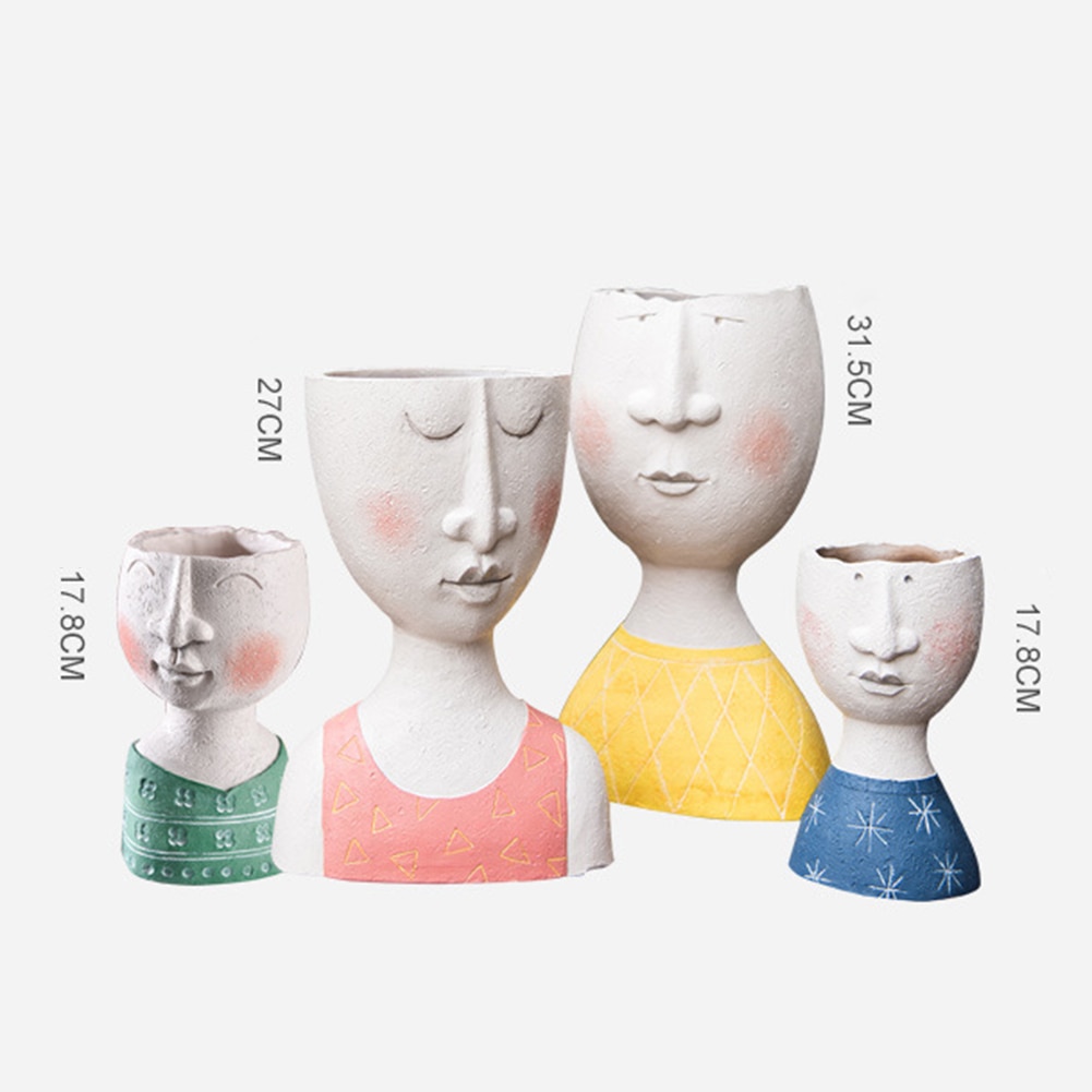 Creatieve Bloempot Hars Artistieke Portret Sculptuur Plant Pot Gedroogde Bloemenvaas Tuin Decoratie Voor Kids Pen Houder