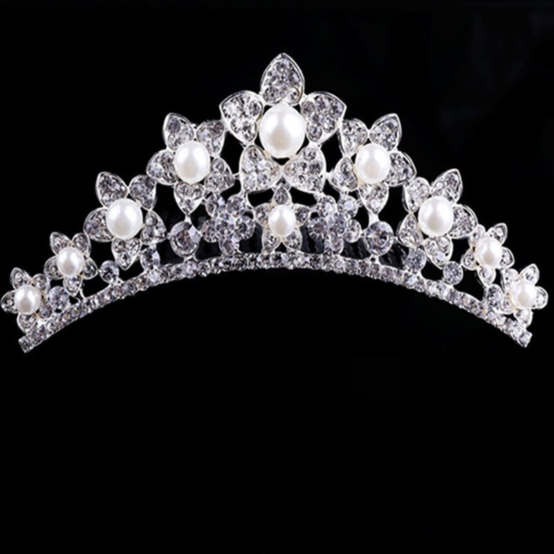 FORSEVEN Mini Silber Farbe Perle Strass Kristall Frauen Mädchen Prinzessin Diadem Hochzeit Haar Kamm Stil Tiara Krone Haar Schmuck: Style 16