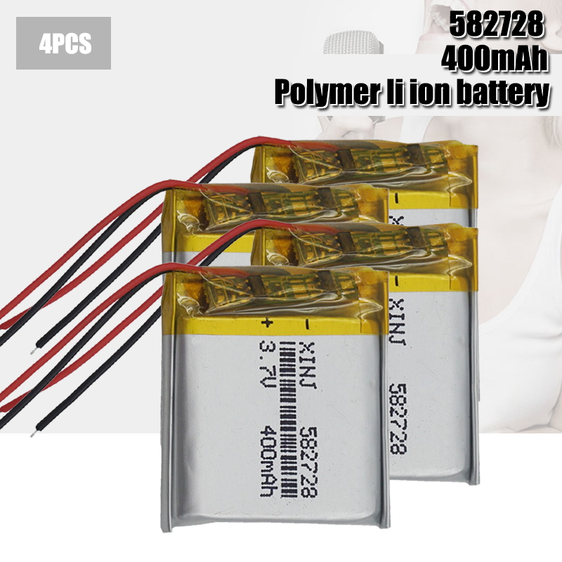 Batteria ricaricabile del polimero del litio delle cellule 3.7 582728 mah di 400 V Lipo per le lampade principali cuffia avricolare di Bluetooth del taccuino di MP3 MP4 MP5 GPS PDA: 4PCS