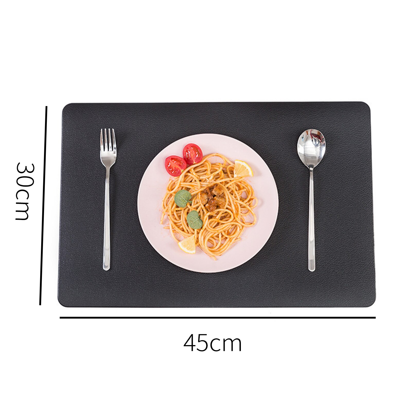 4Pcs Ins Style Waterproof Leather Placemats Table Mats Set Heat Resistant Easy Clean Washable Placemat: Black