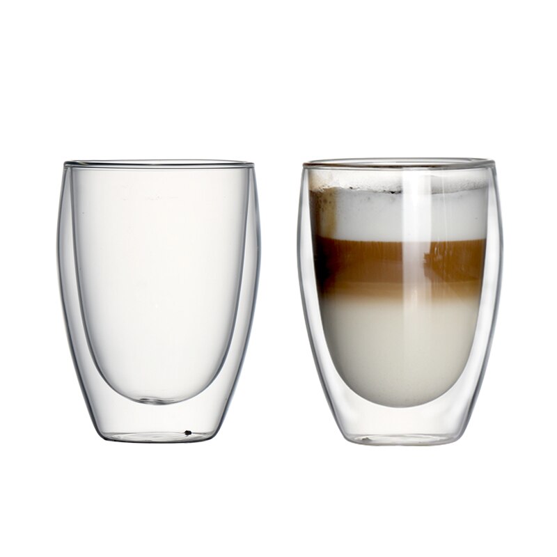 Set  of 2 st 11.9 ounce värmebeständigt dubbelväggigt kaffeglas handgjort två lager dof glas 350ml