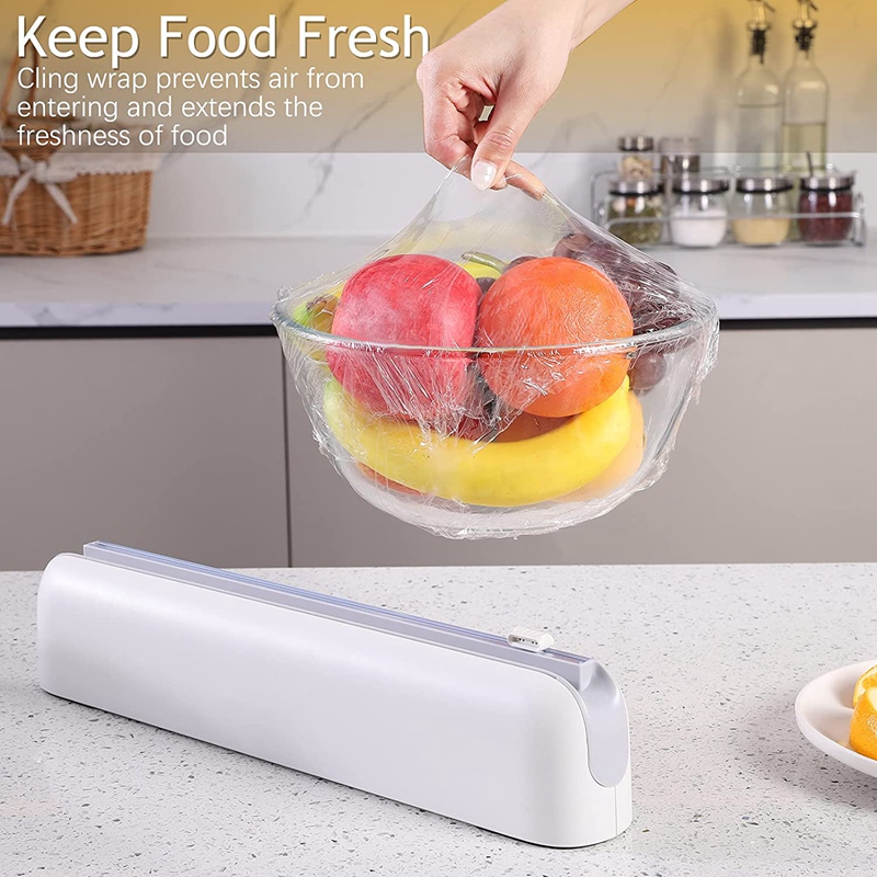 Refillable Plastic Wrap Dispenser, Cling Wrap Dispenser with Slide Cutter, Reusable Food Wrap Dispenser, Foil and Cling