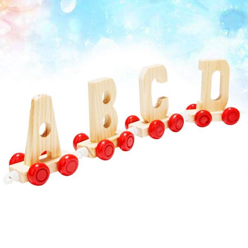 28 stk børn alfabet tog førskoleundervisning engelske bogstaver træ læringschips legetøj til børn småbørn