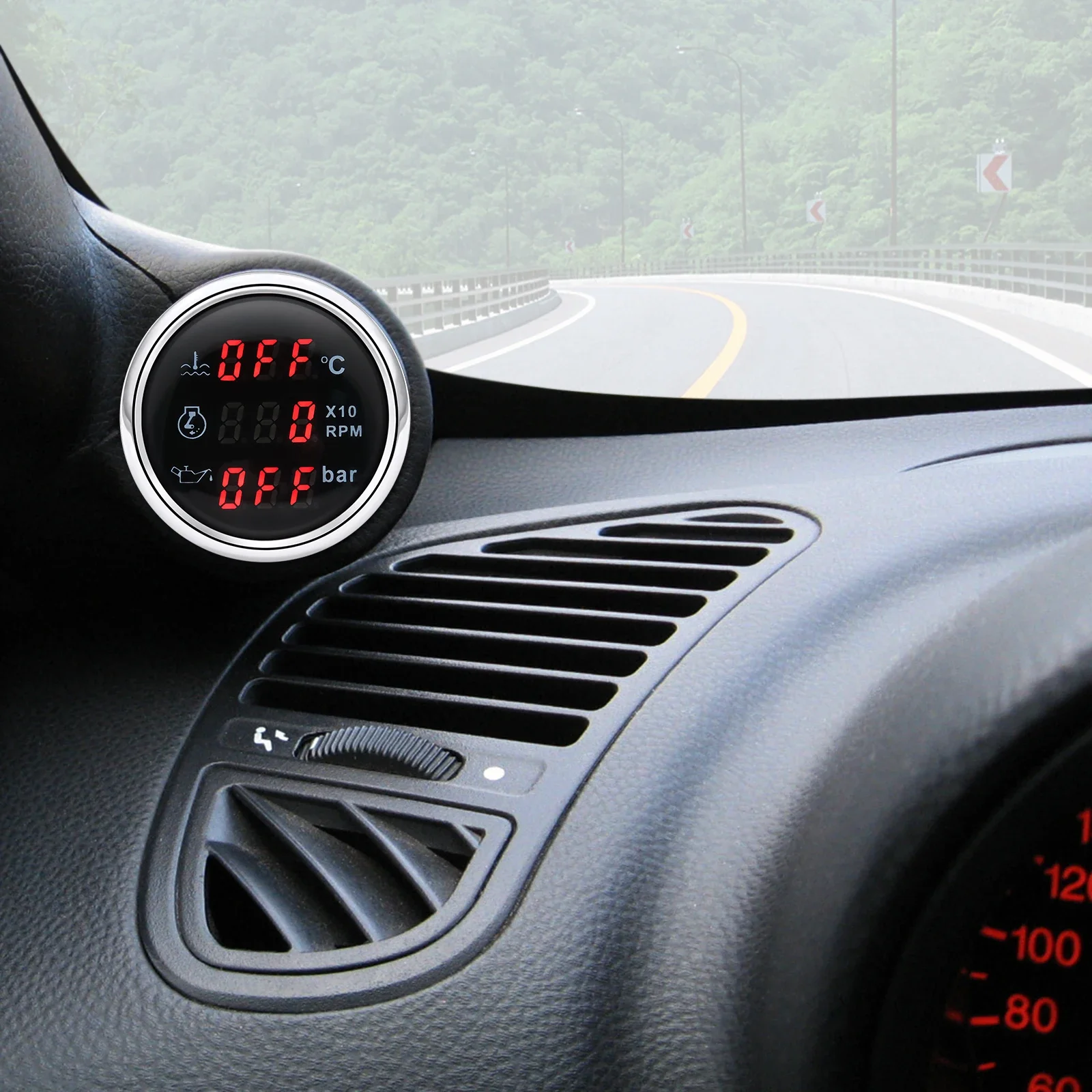 Digital 3 in 1 52mm -vägs vattentemperaturmätare + varvräknare + oljetrycksmätare med larm, rött ljus för bil och båt 12v 24v anpassad