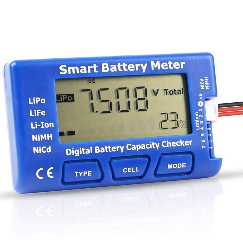 Digital RC Battery Capacity Tester, 5 in 1 Smart Battery Meter, Esc Tester Capacity Checker for 1-7S LiPo Life Li-Ion NiMH Batte: Default Title