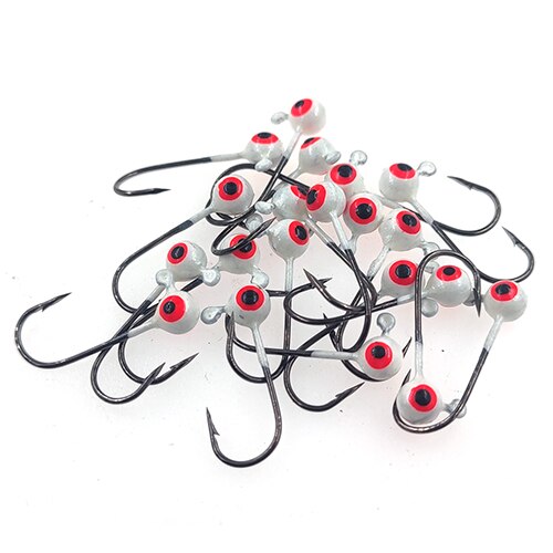 INFOF – hameçon de jighead de pêche, hameçon de ver, 2 yeux, 1 couleur, 1g, 20 pièces: White