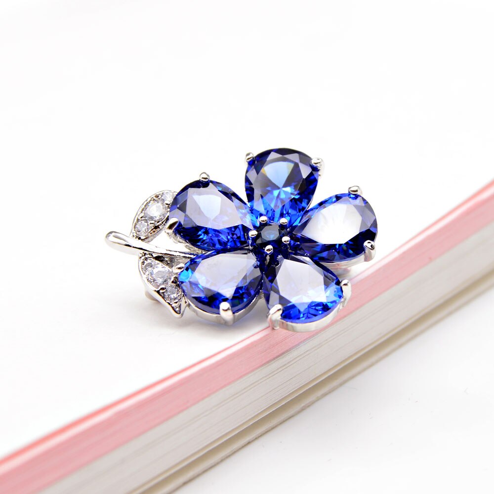 CINDY XIANG, broche unisexe à fleur en zircone cubique, broche pour femmes et hommes, 8 couleurs disponibles, bijoux d'été, accessoires de chemise: blue