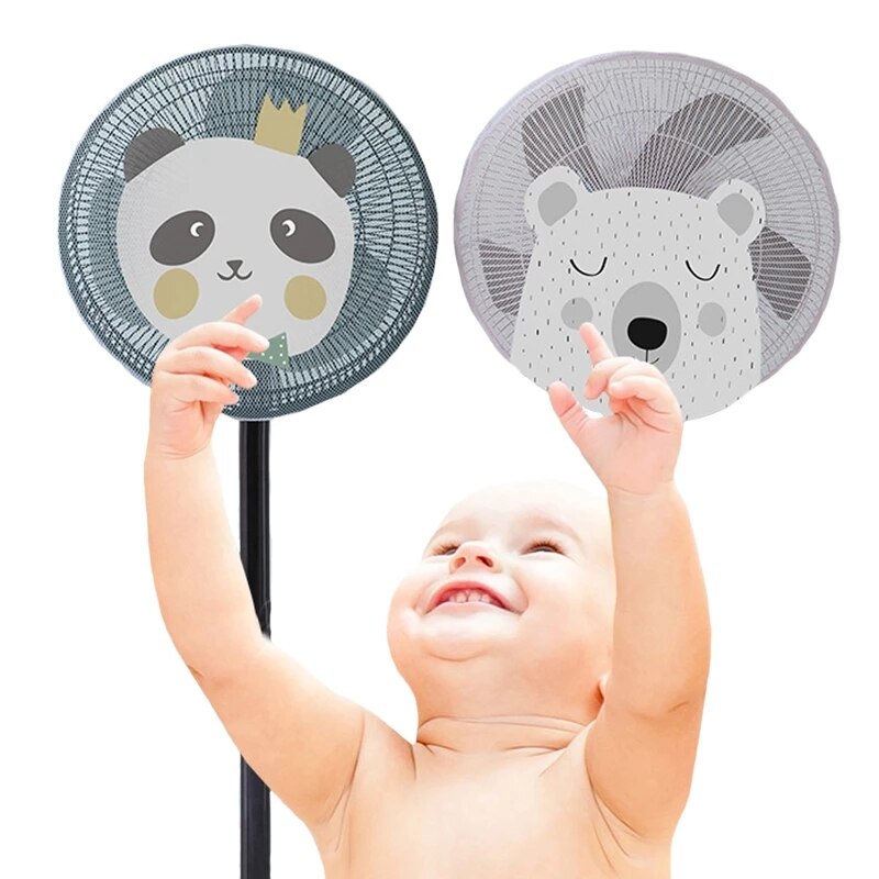 Cute Printed Electric Fan Cover for Baby Kid Finger Protector Safety Mesh Net Cover Children Hand-protected Fan Guard Dust Cover