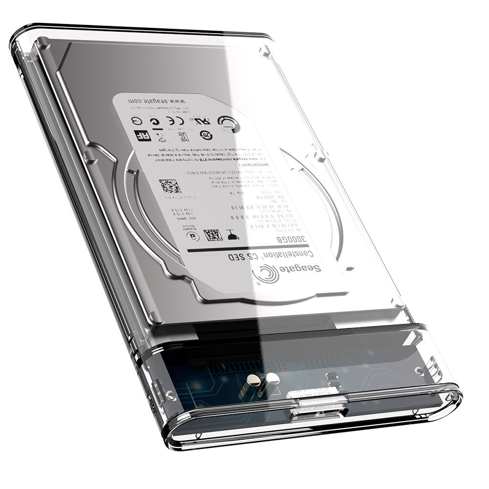 HDD Enclosure 2.5inch Transparent HDD Case Box Sata 2.0/3.0/3.1 to USB 3.0 Gen2 10Gbps Serial Port SATA SSD Hard Drive Case