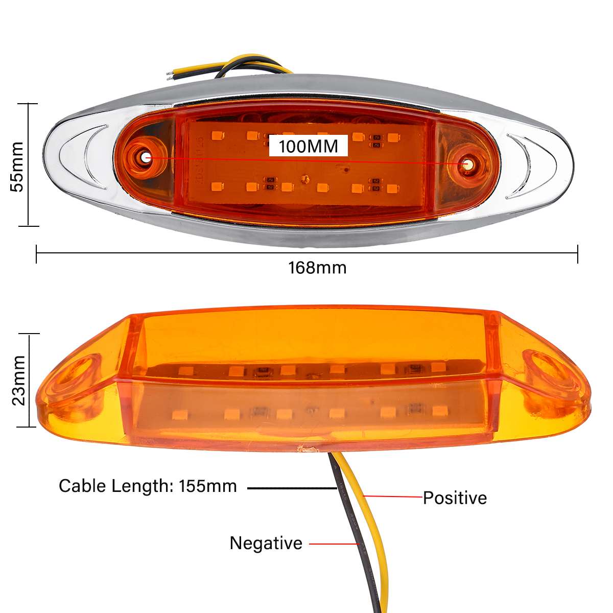 10pcs LED Car Truck Side Marker Light Signal Lamp Clearance Fish Shape for Bus Lorry Van Trailer Amber