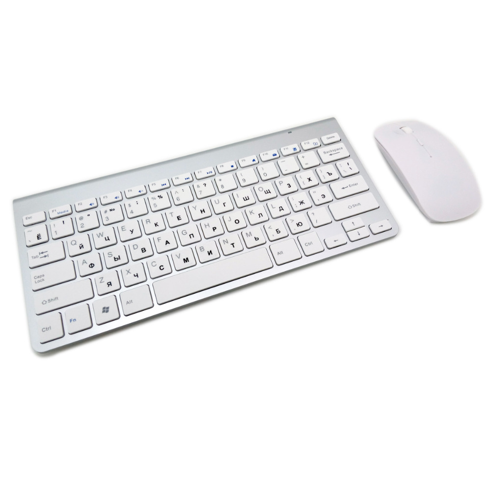 Russian/Spanish/English/Arabic 2.4G Wireless Keyboard and Mouse Combo Mini Multimedia Keyboard Mouse Set For Laptop PC TV Gray