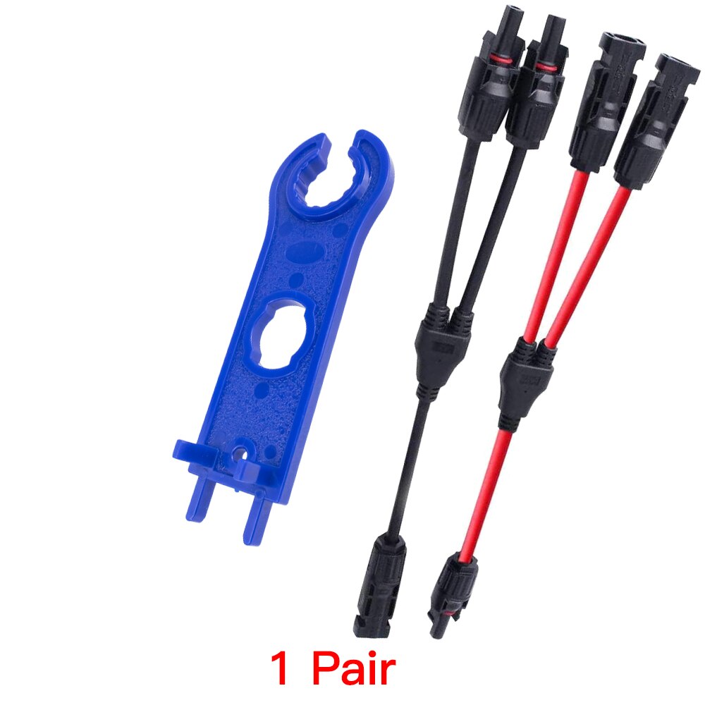 1Pairs Solar Connectors 30A Y Branch Parallel Adapter Cable 1 to 2 Solar Panel Connectors Solar Cable Connectors Wire Plug Tool: 1 Pair