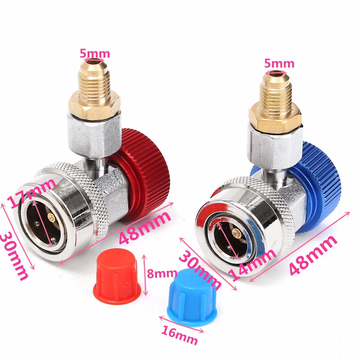 R134A High Low Quick Coupler Connector Adapters Type AC Manifold Gauge Auto Set for A/C Manifold Gauge Brass Adapter