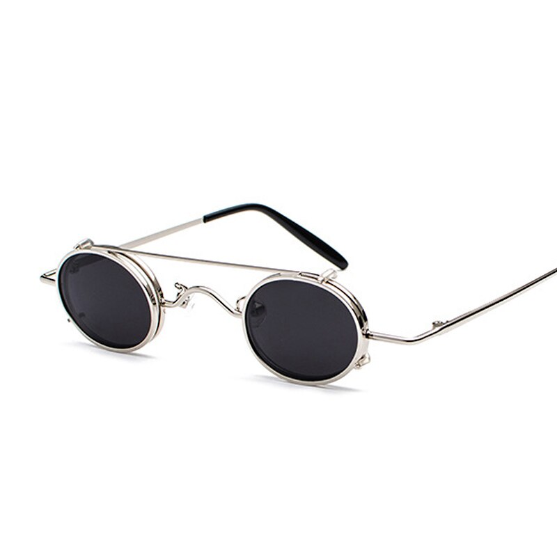 FS YURI YUAN retro rot Linse Steampunk Sonnenbrille Männer Kleine Größe Metall Rahmen Oval Gläser Doppel Objektiv Abnehmbare Punk Sonne gläser: C3
