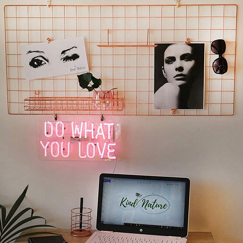 Rose Gold Grid Wall Basket Wire Wall Shelf for Grid Panel Easy Hanging Tray for Cute Things on Your Grid Wall Storage Display