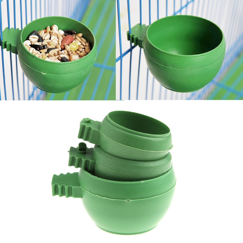 Mini papegøje mad vand skål foder plast fugle duer bur sand kop fodring med håndtag