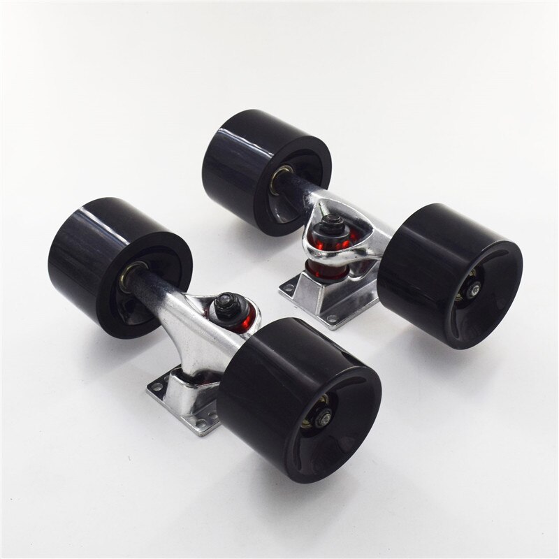 5 tum skateboard truckar 4 82a pu skateboard hjul abec 7 lager lång bräda komplett element aluminium 95a pu bussning: Silver 70 x 51mm