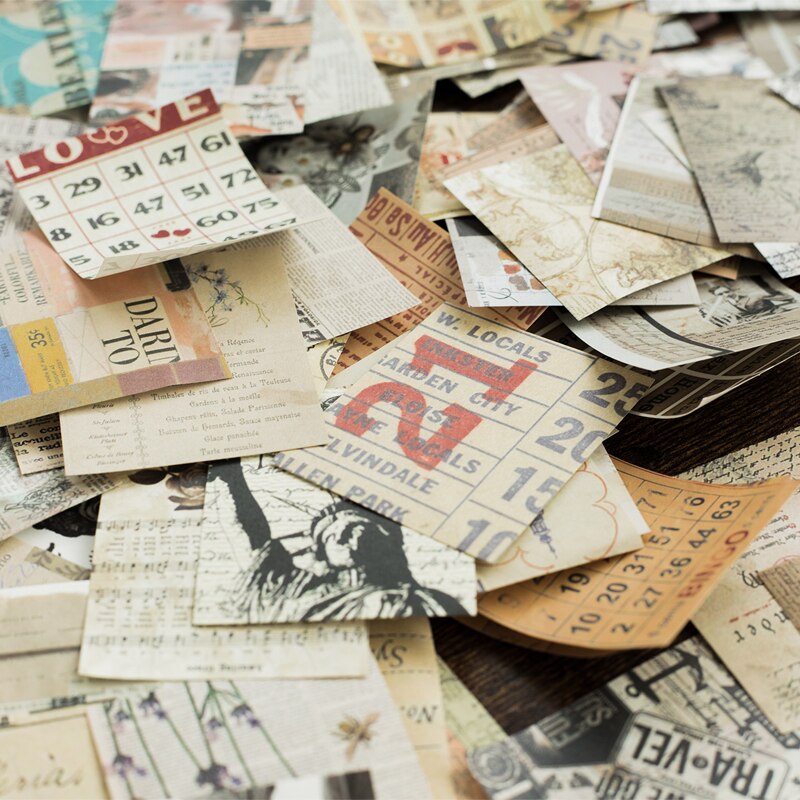 165 stk / mye retro materiale papir samler skrivbart papir til minne om scrapbooking dagbok album papirvarer dekorasjon