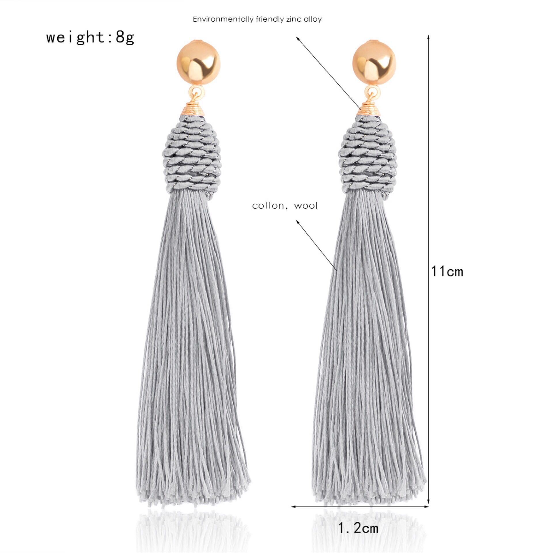 Bohemian Lange Tassel Dangle Oorbellen Voor Vrouwen Rood Zwart Zijde Verklaring Oorbel Etnische Mode-sieraden: EA086-09