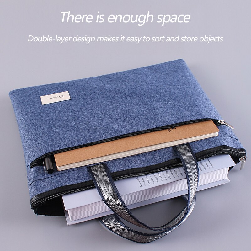 Laptop Aktetas Draagbare Canvas Tas Data Bestand Opbergtas Business Rits Multi-layer Bestand Zak Kantoorbenodigdheden