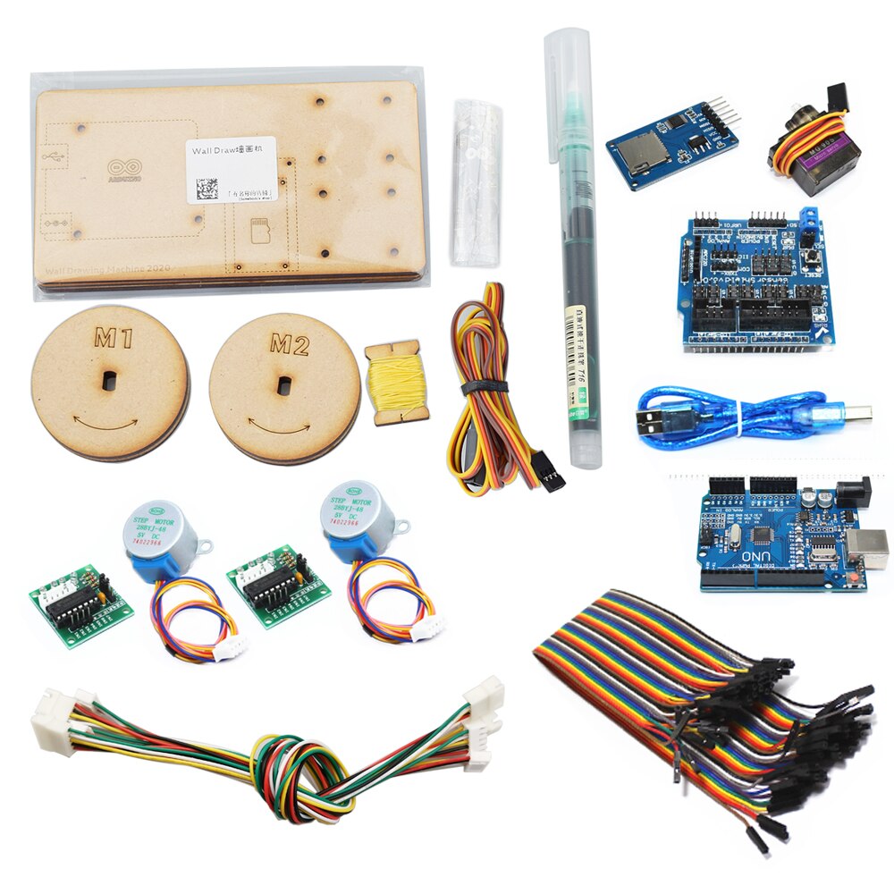 Arduino Wall Draw Robot per pittura con Plotter per cavi grafico polare con motore passo-passo creatore fai-da-te parogramma Kit di progetto stelo parti di giocattoli: Package 2