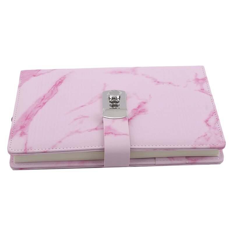 Anteckningsbok papper vintage läder marmor dagbok journal med kombination lösenord lås kod anteckningsbok skolkontor brevpapper: Rosa