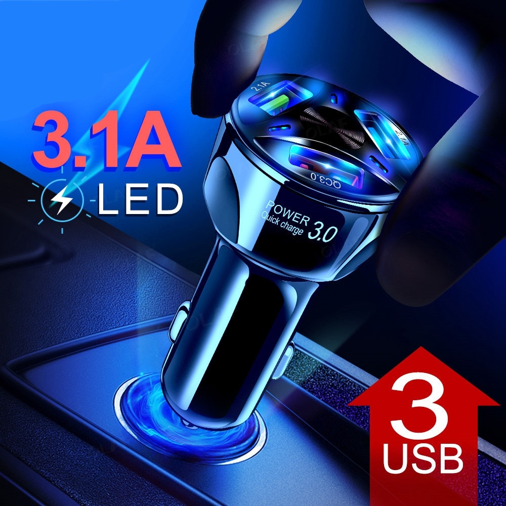 Car USB Charger Quick Charge 3.0 Universal 18W Fast Charging in car 3 Port mobile phone charger for samsung s10 iphone 11 7