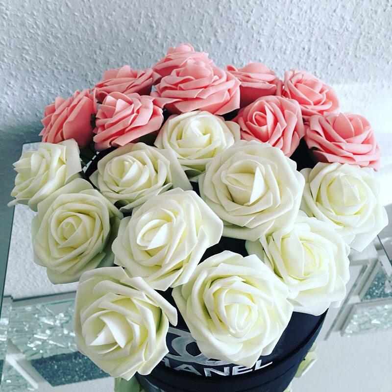 10 Stuks/pak 8Cm Home Decoratieve Bloemen 11 Kleuren Pe Foam Kunstmatige Rose Bloemen Voor Bruiloft Valentijnsdag Decoratie
