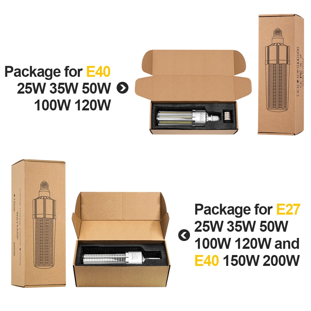 Super Bright LED E27 Corn Bulb 25W-200W LED Lamp 110V 220V LED Bulb E39 E40 Big Power For Outdoor Playground Warehouse Lighting