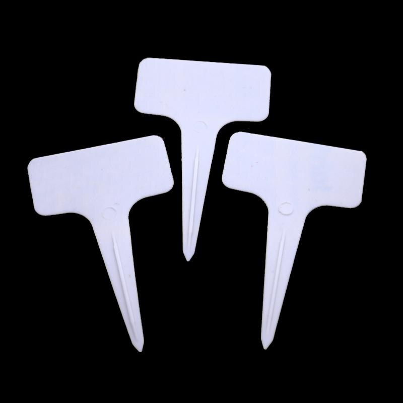 Étiquettes autocollantes en forme de T, signes décoratifs en plastique bon marché, étiquette autocollante V1nf, carte jeton de jardin féerique, , 15 pièces: WHITE